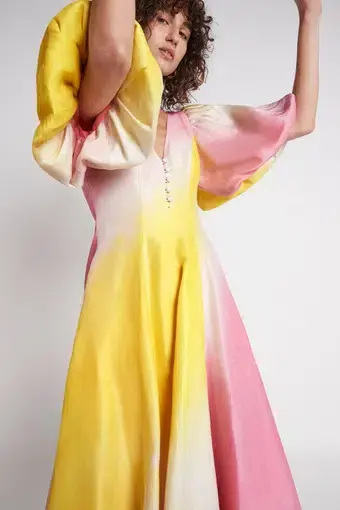 AJE Cloud Burst Midi Dress Tie Dye Pink Size 12