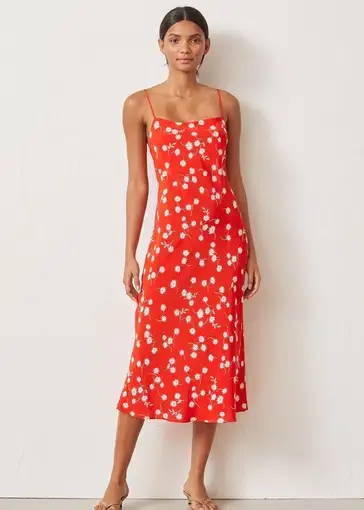 Bec & Bridge White Daisy Slip Dress in Red Floral Size 12