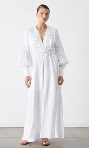Joslin Studio Melinda 2.0 Linen Ramie Maxi Dress White Size 8