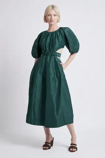 Aje Mimosa Cutout Midi Dress Emerald Green Size 14 