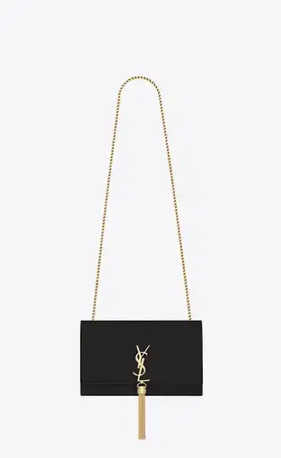 Yves Saint Laurent Kate Medium Chain Bag with Tassel in Smooth Leather Black