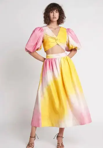 Aje Cloud Burst Midi Skirt Tie Dye Print Size 10