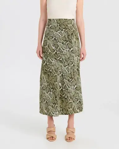 Ena Pelly Python Panelled Midi Skirt Animal Print Size 8