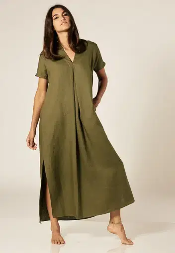 Lisa Marie Fernandez Rosetta Dress Olive Green Size 10