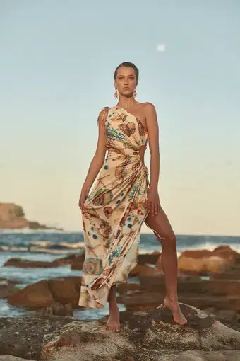 Sonya Moda Nour Seashell Maxi Dress Print Size M