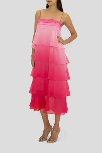Carla Zampatti Cloud Nine Dress Passion Pink Ombre Size 4