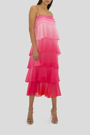 Carla Zampatti Cloud Nine Dress Passion Pink Ombre Size 4
