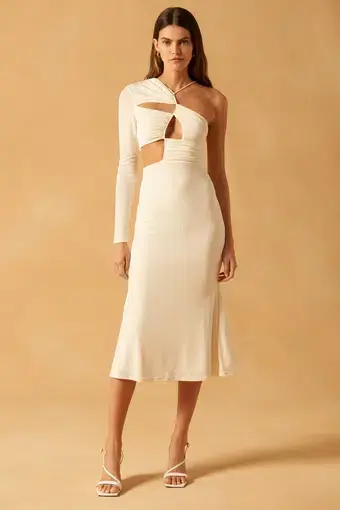 Misha Collection Eriko Slinky Jersey Midi Dress White Size 6