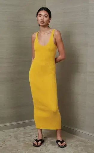 Bec and Bridge Bowie Midi Dress in Mustard Yellow Size 8