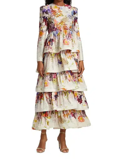 Zimmermann Prima Tiered Midi Dress Print Size 10