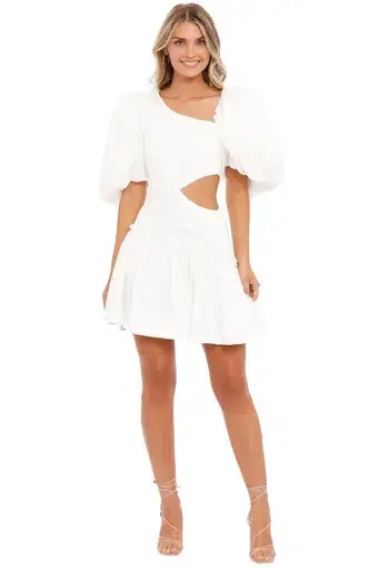 Aje Chateau Puff Sleeve Mini Dress White Size 8