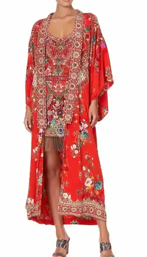 Camilla Cameos Can Can Embellished Kimono Coat Red Size L