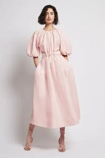 Aje Mimosa Cut Out Midi Dress Pink Size 4