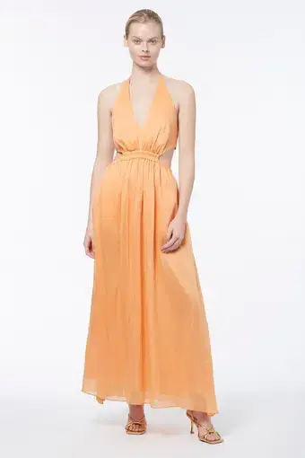 Manning Cartell Lyrical Colours Halter Maxi Dress Orange Size 8