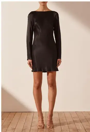 Shona Joy La Lune Long Sleeve Backless Mini Dress Black Size 14