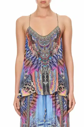 Camilla T Back Shoestring Top Love on the Wing Print Size 10