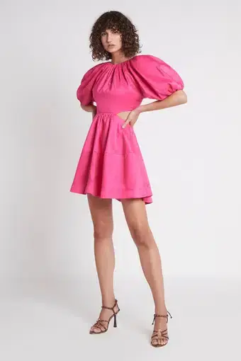 Aje Admiration Lace Up Mini Dress Magenta Pink Size 6