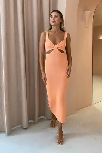 By Nicola Meadow Midi Dress Tangelo Orange Size 8