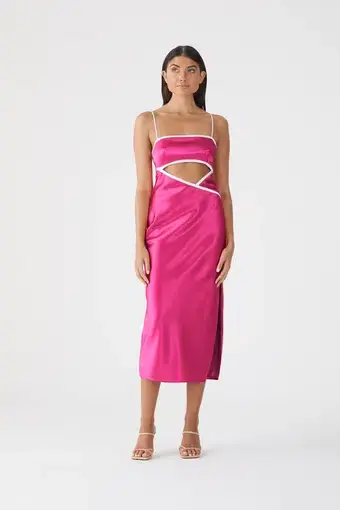 San Sloane Aliya Cut Out Midi Dress Pink Size 8