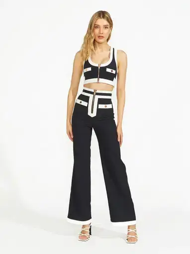 Alice McCall Midnight Love Cropped Top and Pants Set Navy/White Size 10