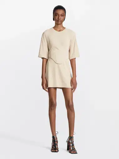 Dion Lee Oversized Undercorset Tunic Dress Sand Dollar Brown Size 8