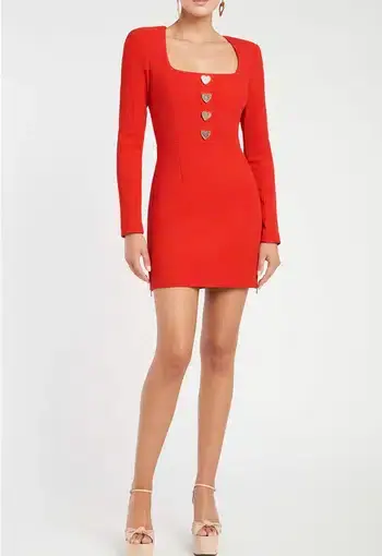 Rebecca Vallance Amanda Long Sleeve Mini Dress Red Size 6