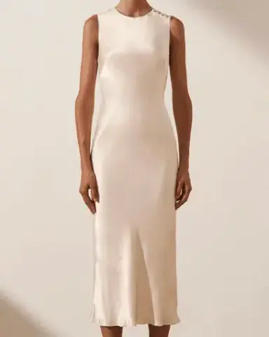 Shona Joy La Lune Bias Sleeveless Midi Dress Cream Size 8