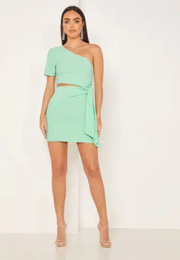Finders Keepers Daniella One Shoulder Mini Dress Green Size 8