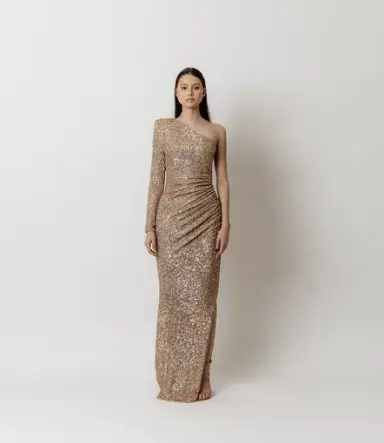 Meraki Freja Sequin Dress Gold Size 12