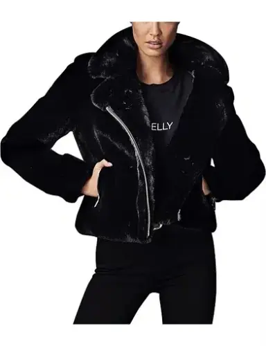 Ena Pelly Classic Faux Fur Jacket Black Size 6