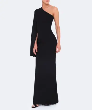 Solace London Ysabel One Shoulder Black Maxi Dress Size 2