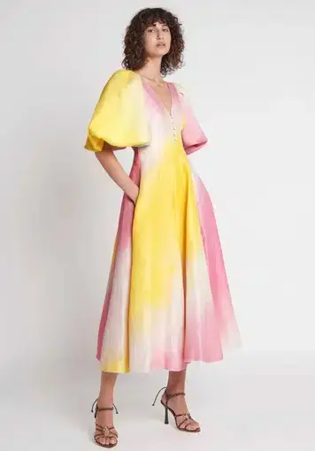Aje Cloudburst Midi Dress Print Size 8