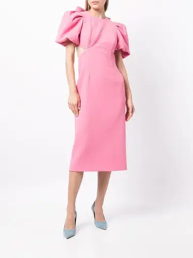 Rebecca Vallance Ally Cut Out Midi Dress Pink Size 8