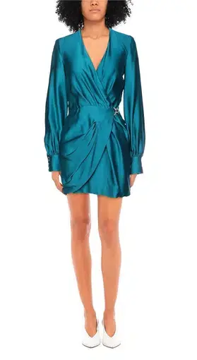 Amen Long Sleeve Wrap Mini Dress Jade Size 12
