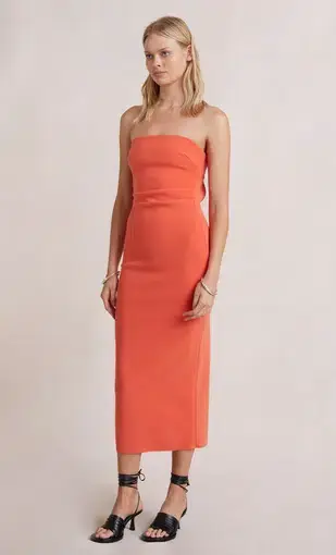 Bec & Bridge Cecily Midi Dress Blood Orange Size 6 