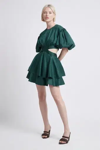 Aje Gracious Cut Out Mini Dress Emerald Green Size 6 