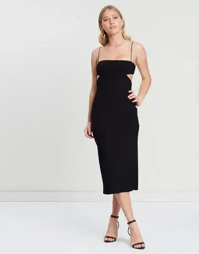 Bec & Bridge Elle Cut Out Midi Dress Black Size 10