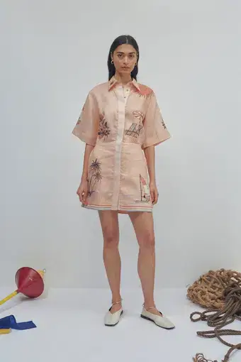 Alemais Marina Mini Shirt Dress Print Size 8 