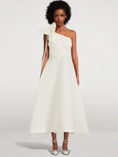Rachel Gilbert Malea One Shoulder Midi Dress Ivory White Size 3
