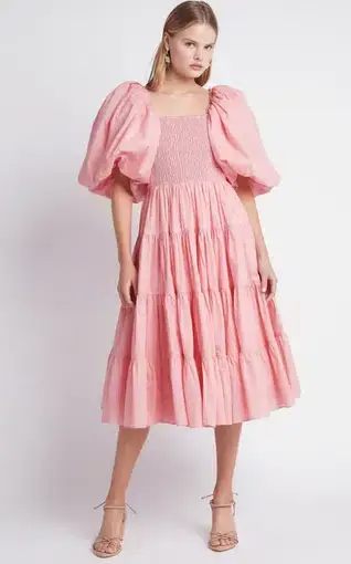 Aje Cherished Midi Dress Pink Size 8