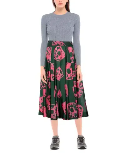 Zimmermann Poppy Swing Midi Skirt Dark Green/Pink Print Size 0P