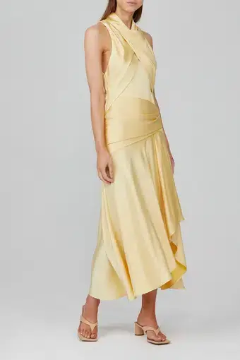 Acler Hillcrest Midi Dress Yellow Size 10