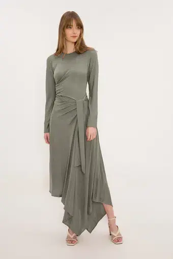 Bianca Spender Boheme Dress Sage Green Size 12