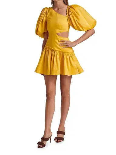 Aje Chateau Mini Dress Yellow Size 4 