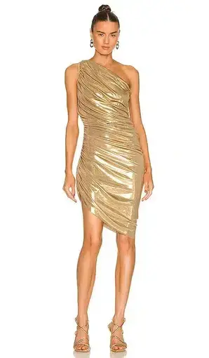 Norma Kamali Diana Mini Dress Gold Size S