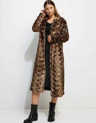 Unreal Fur So Long Coat Animal Print Size 8