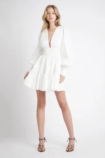 Aje Fallingwater Gathered Dress White Size 10