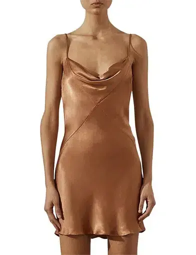 Shona Joy Gala Bias Mini Slip Dress Brown Size 10