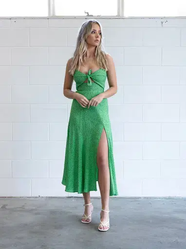 Bec & Bridge Neve Dress Green Print Size 12