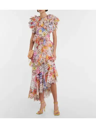 Zimmermann Prima Frilled Gown in Patchwork Floral Print Size 0 / AU 8